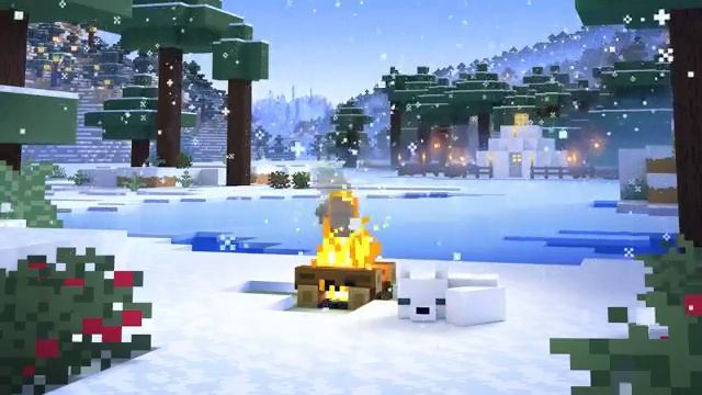 Видео на фон со снежной лисичкой @minecraft