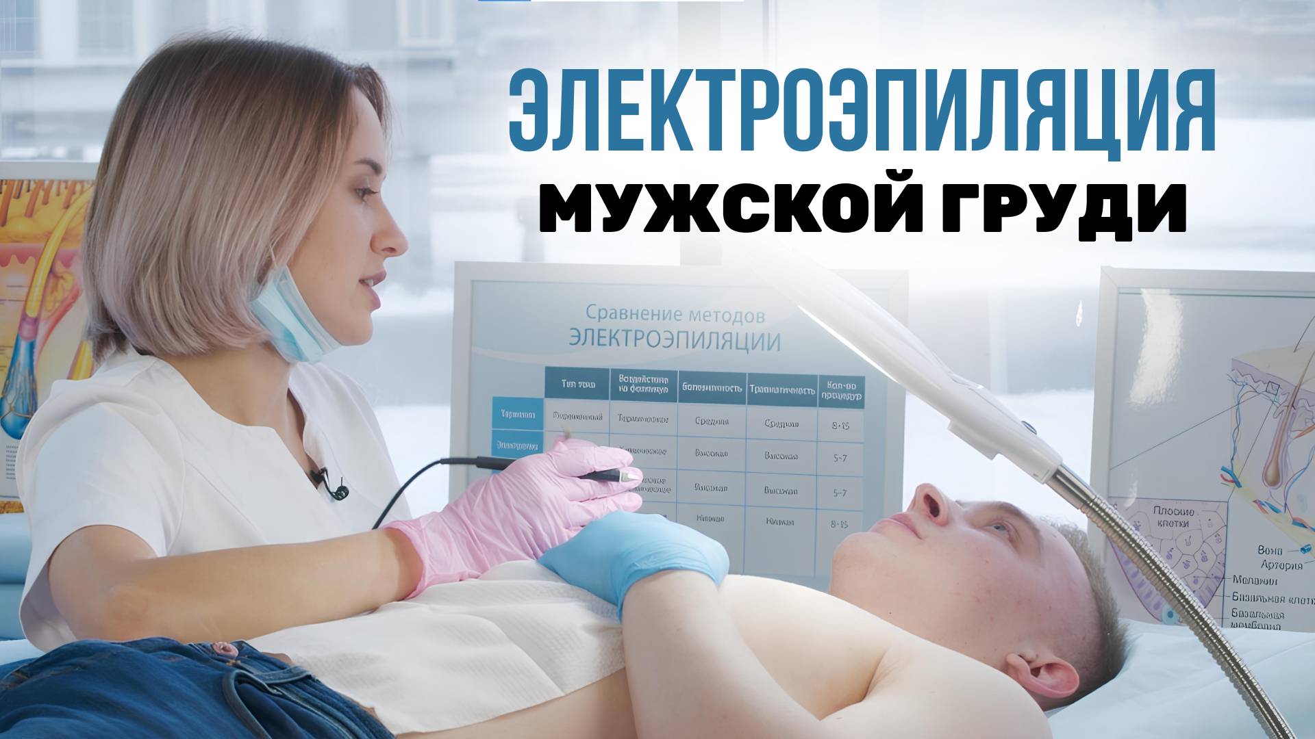 Урок №66. Мужская электроэпиляция груди. Как удалить там волосы навсегда? Техника электроэпиляции