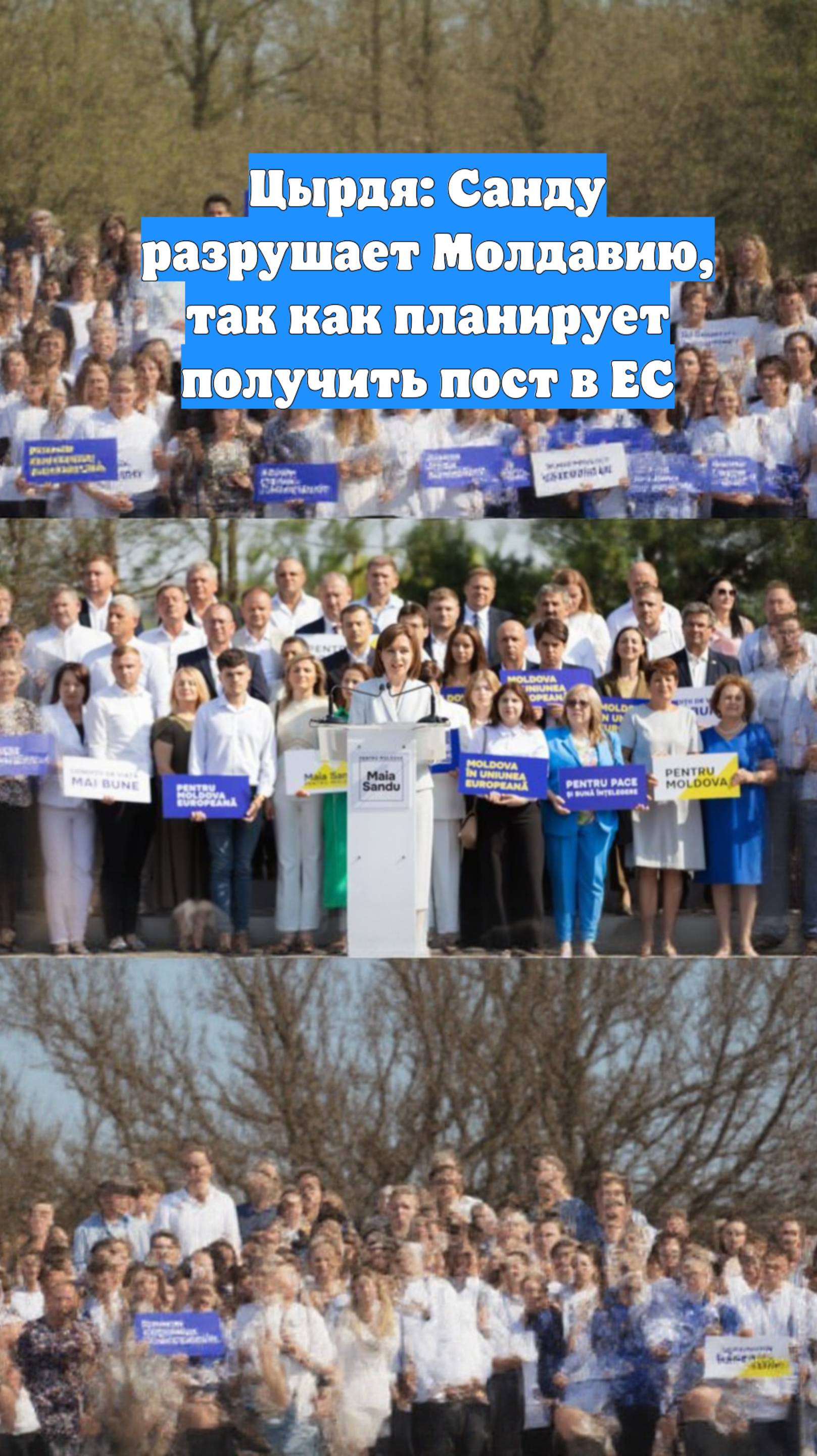 Цырдя: Санду разрушает Молдавию, так как планирует получить пост в ЕС
