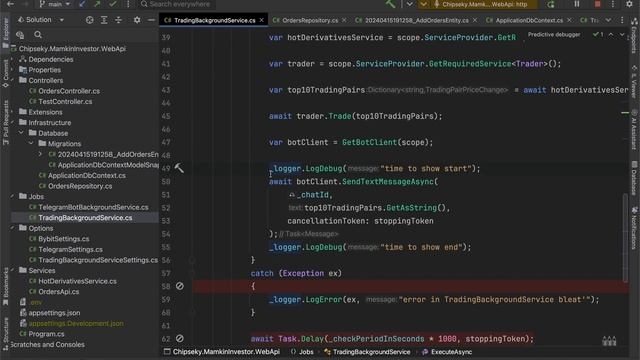 Торговый бот BYBIT на .NET/C#. Персистентности на PostgreSQL.