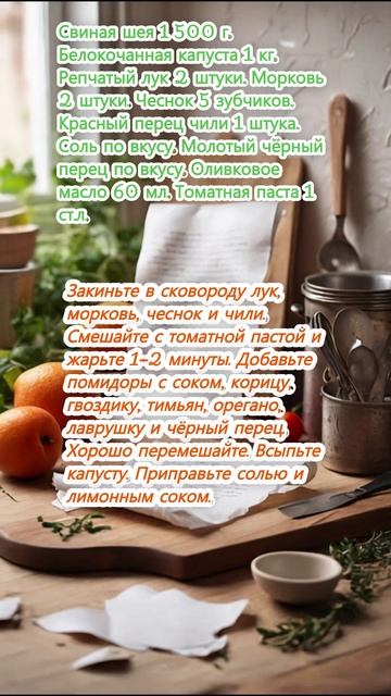 Тушёная капуста со свининой по-гречески