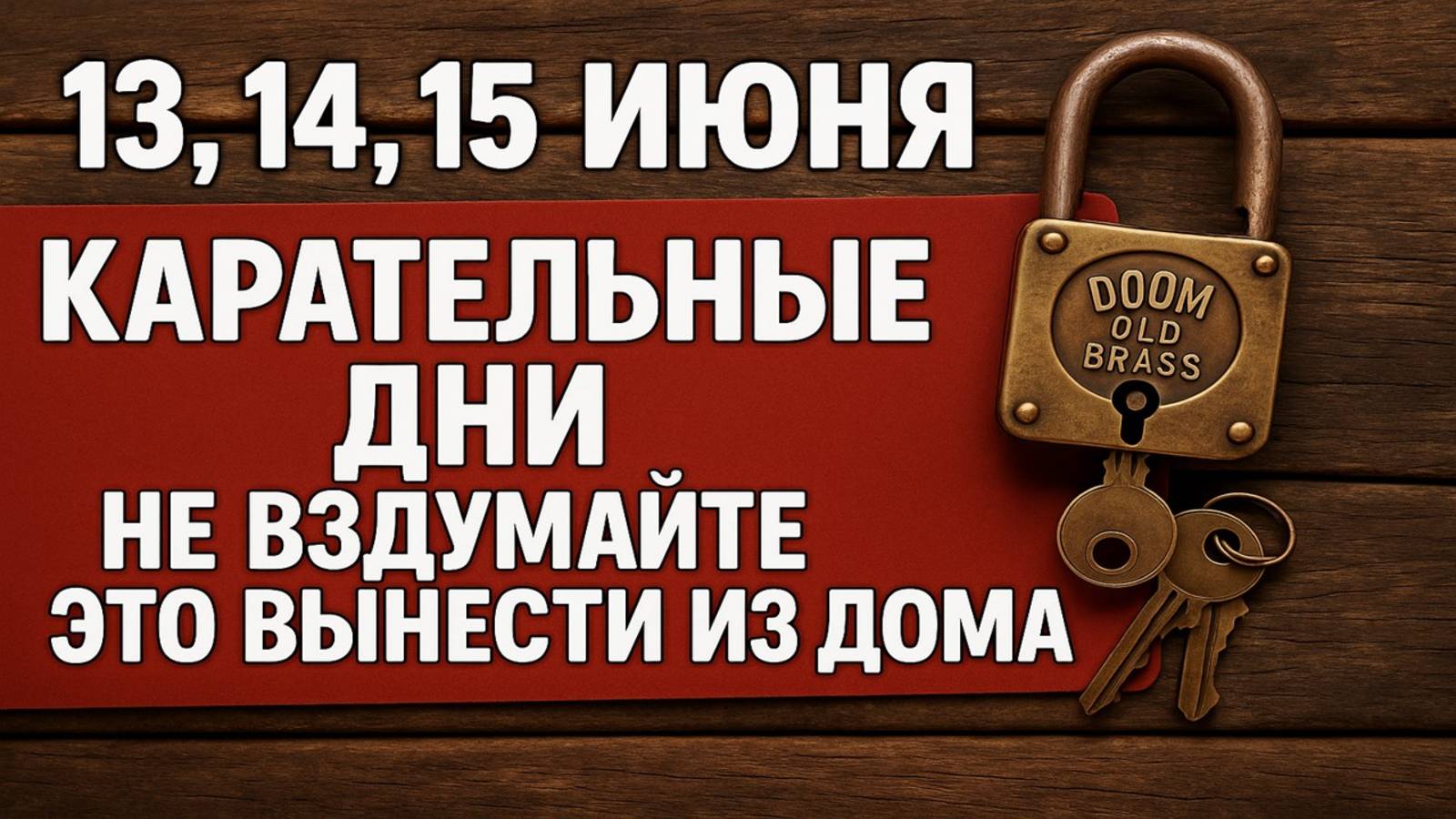 13, 14, 15 июня — карательные дни! Не вздумайте это выносить из дома, иначе беды не избежать!