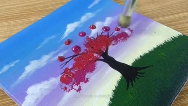 Как нарисовать вишню в цвету