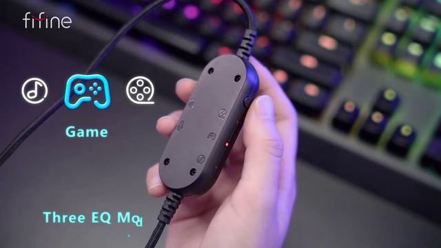 Наушники Fifine Dynamic RGB с эффектной подсветкой и объемным звучанием 7.1.