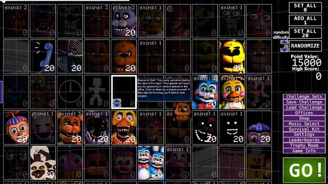 Выполняю челлендж на 12000 очков в игре FNAF Ultra Custom Night