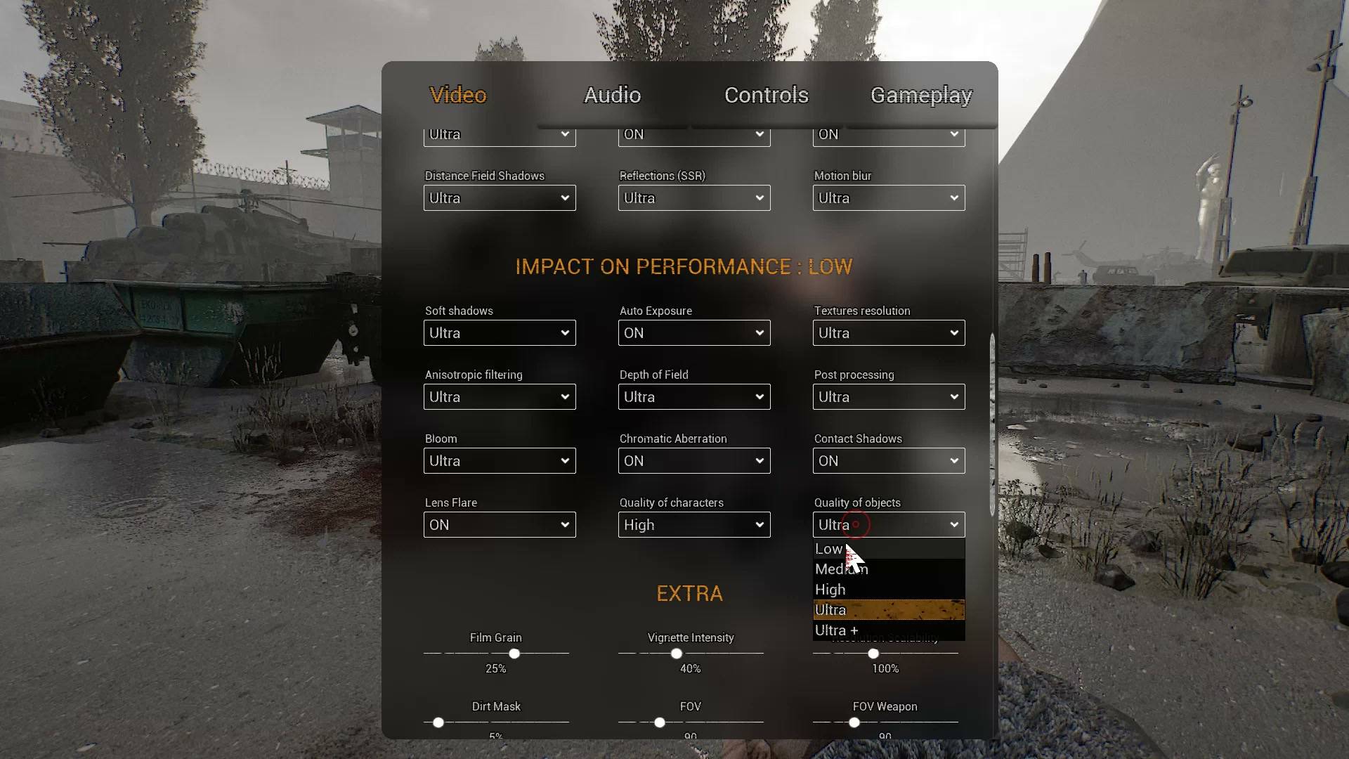 Vladik Brutal on different graphics settings (from the lowest to ultra).