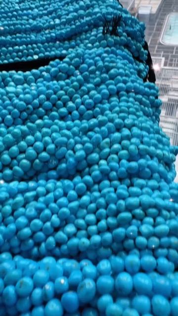 250603-3 Sleeping Beauty Turquoise Bead Strand: Blue Secret Realm Around the Neck