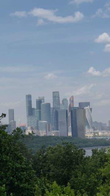 Вид на Москву-сити со смотровой площадки Воробьевых гор