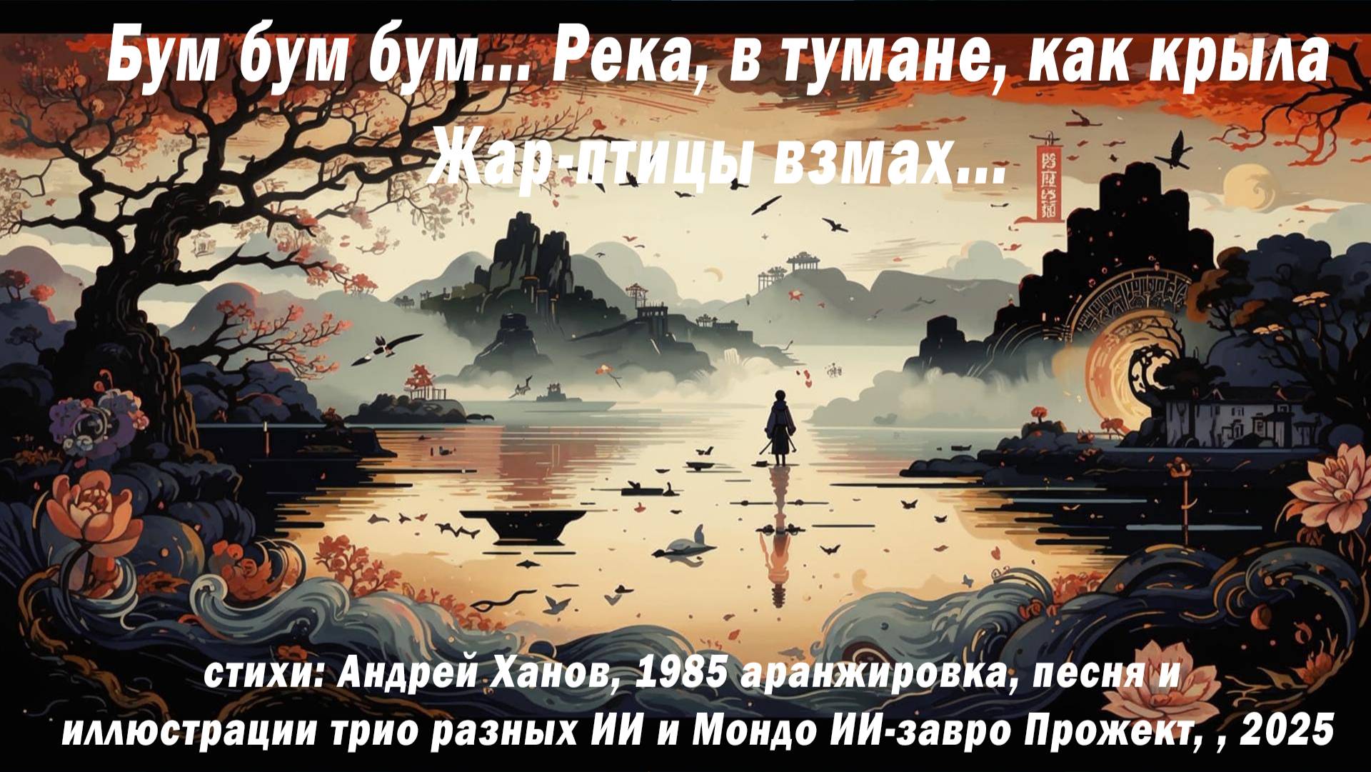 Бум бум бум. Река в тумане как крыла Жар-птицы взмах. Стихи Андрея Ханова, 1985 в исполнении ИИ В-1