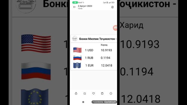 СРОЧНО! КУРБИ АСЪОР ИМРУЗ 2.08.2023 курс валют в Таджикист?