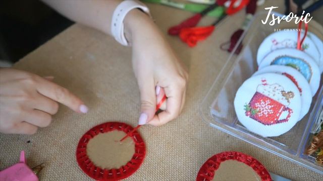 ПИНКИП вышитые ёлочные игрушки / DIY TSVORIC