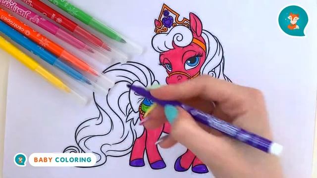 Coloring pony princess with a crown! Beautiful Coloring for Girls