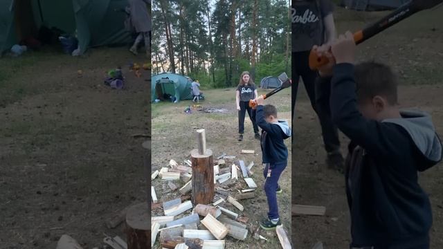 Мастер-классы продолжаются. Топор. Бревно и много дров