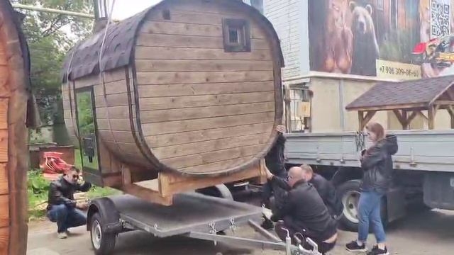 Установка бани Govoroff на одноосный прицеп