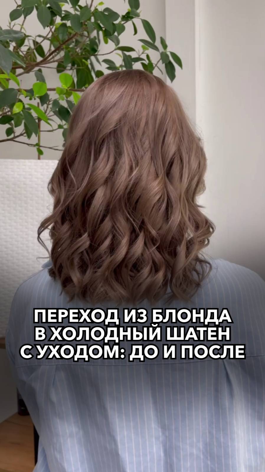 Переход из блонда в холодный шатен с уходом: до и после