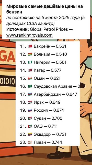 Мировые самые дешёвые цены на бензин #островизраиль