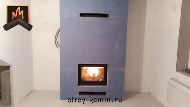 Традиционная чугунная топка в теплоизоляционном коробе под отделку