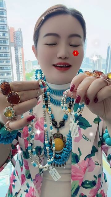 250604-8 Turquoise & Pearl Set: Deep-Sea Poem on Neck and Wrist