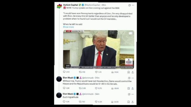 Раскол Дональда Трампа и Илона Маска ширится. 

Маск в течение дня продолжал критиковать законопроек