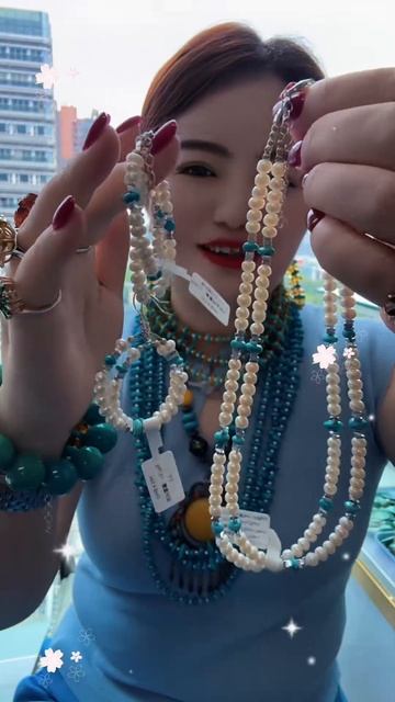 250604-13 Turquoise & Pearl Set: Exquisite Elegance