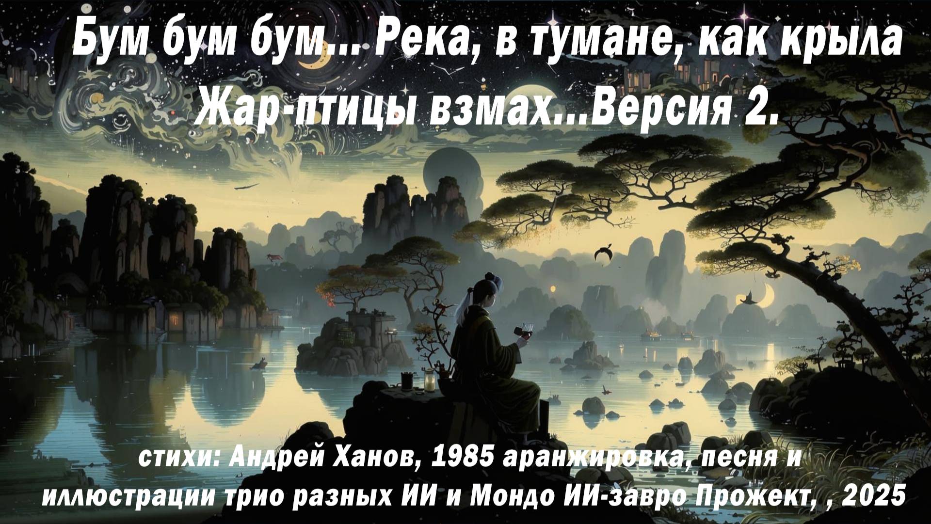 Бум-бум-бум. Река в тумане как крыла Жар-Птицы взмах Стихи Андрея Ханова от  Мондо ИИ-завро Прожект