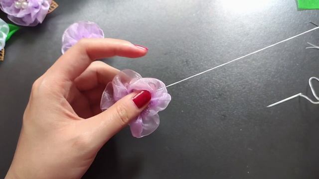 DIY organza flower 1/手作/MK/Flor de fita/цветок органзы
