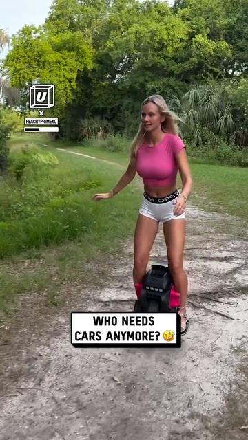 Woman Glides Effortlessly on Electric Unicycle 🚲🤣