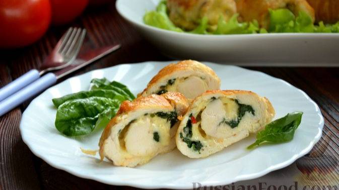 Полезная начинка для сочной курицы. КУРИНЫЕ РУЛЕТЫ СО ШПИНАТОМ И СЫРОМ