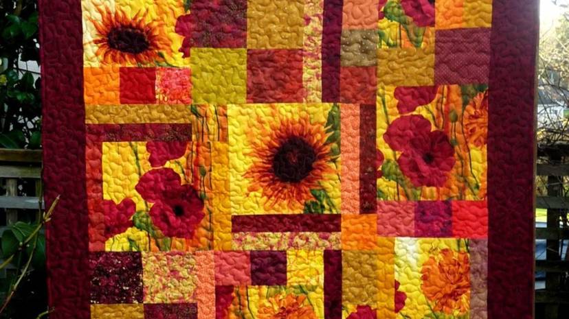 🌻Лоскутное шитьё: Подсолнух — солнечный цветок в ярких лоскутках!