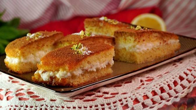 Лимонный пирог-манник с заварным кремом. РЕВАНИ