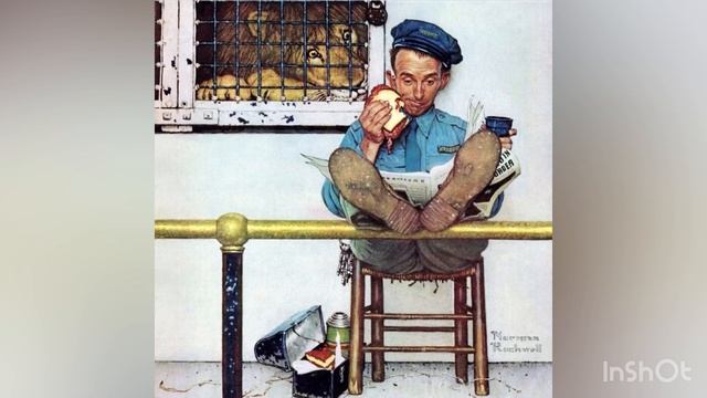Норман Роквелл «Лев и смотритель зоопарка», 1954 год .