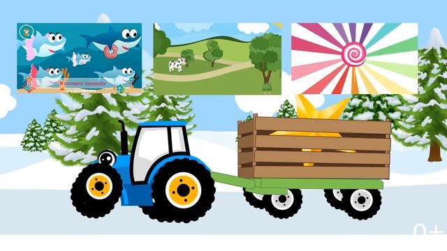 Happy New Year Song for Kids Jingle Bells. Choo Choo train & blue tractor. Cartoons   Baby Shark 0+