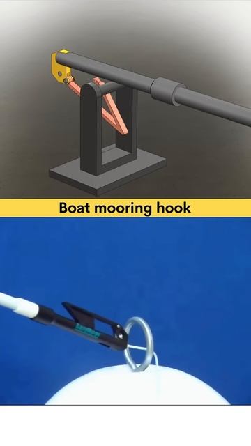 Telescoping Automatic Boat Dock Hook - Boat Mooring hook 🪝 #caddesign #working #3dmodeling #cadcam