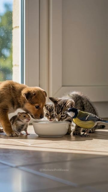 Puppy, Kittens, Hamster & Bird – What Is This？ Everyone's Seriously Investigating