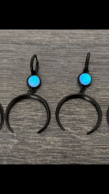 Черные серьги-конго "Тёмная звезда и полумесяц" от StarfallShop