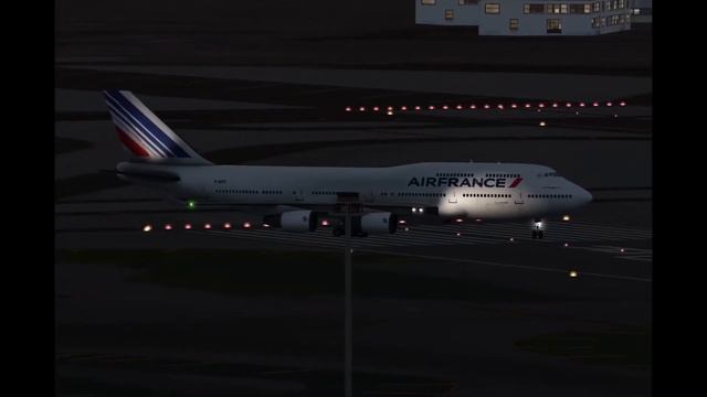 Boeing 747-400 AirFrance жёсткая посадка и прекрасный взлёт