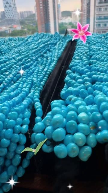 250605-3 Sleeping Beauty Turquoise Bead Strand: Flowing Blue Star River Around the Neck