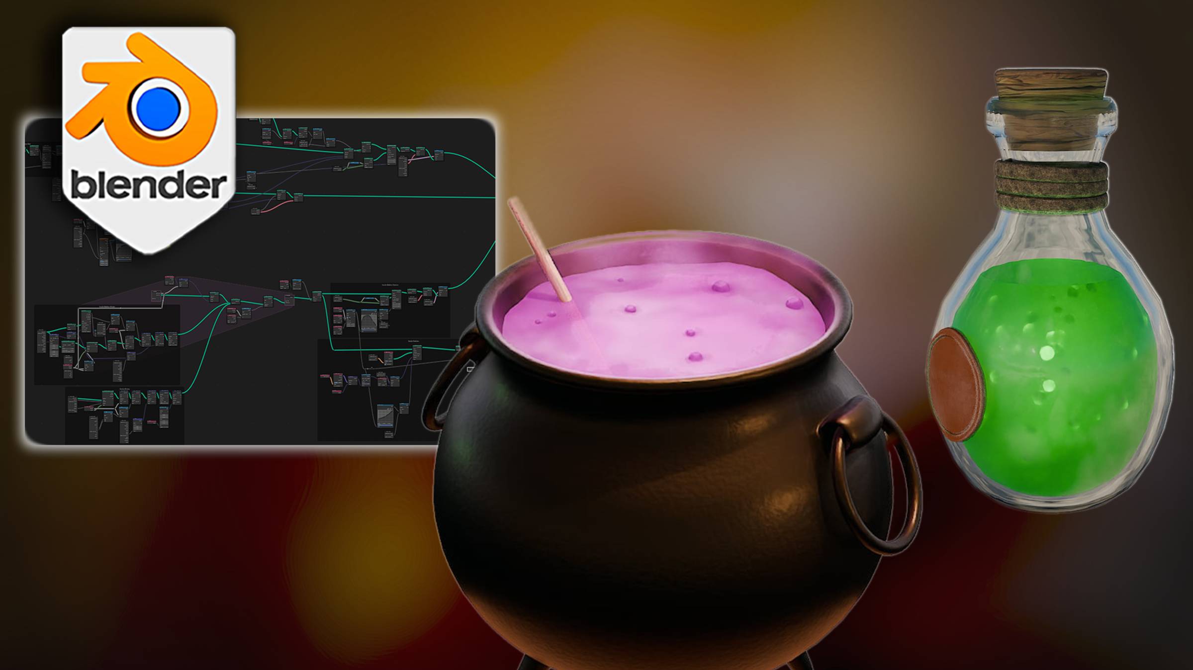 Blender Magic Potion & Cauldron Liquid Geometry Node