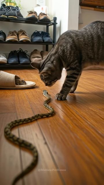 When a Cat Meets a Snake... Only One Walks Away!