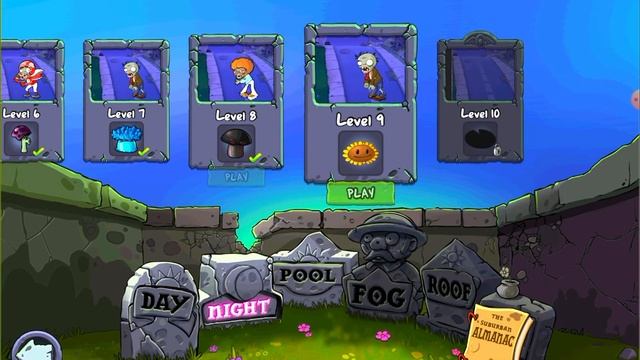 Прохожу в Plants vs Zombies уровень Ночь (Night) часть 2