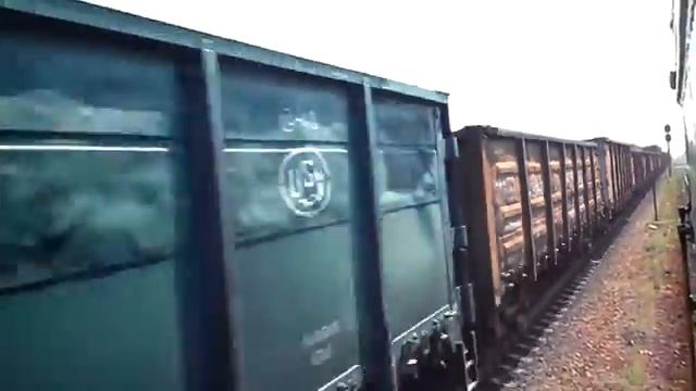 Скрещивание с товарным поездом под 2ТЭ10М-2376. Явкино