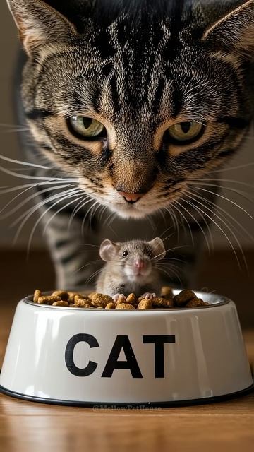 Mouse Steals Cat Food… Clueless
