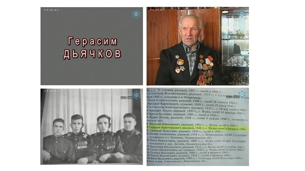 "Золотой фонд". Солдаты второй мировой. Герасим  Дьячков. Автор Татьяна Ануфриева. Июнь 2002 г.