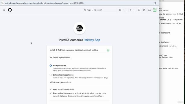 5 - Подключите GitHub к Railway.