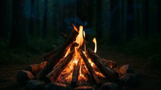 Уютный костер в лесу | Расслабляющий звук костра и зву?