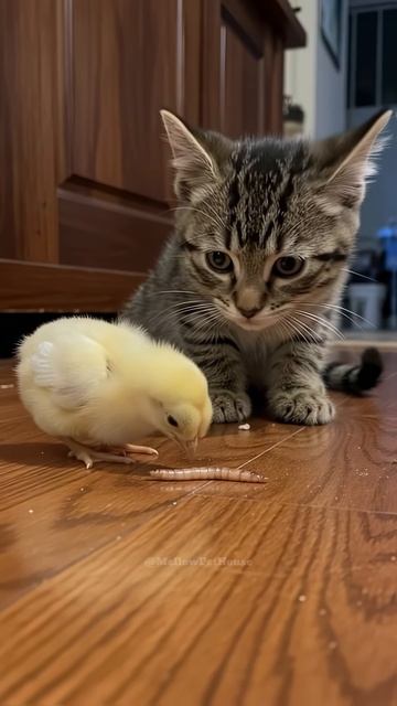 Cat vs. Chick vs. Worm？! Who Will Win？
