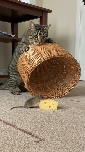 Shocking! The cat sets a trap and waits in silence