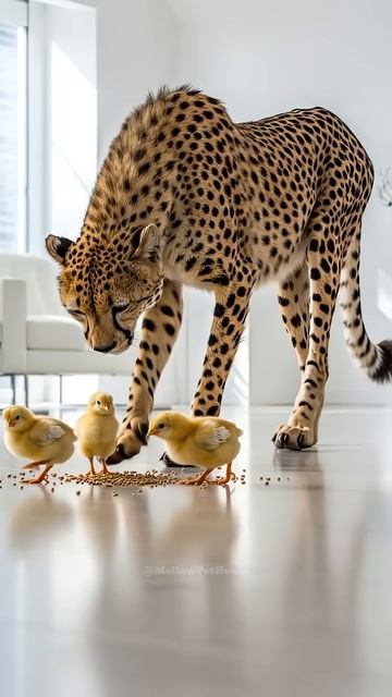 Cheetah： ‘Is that food？’ Chicks： ‘It’s ours!’