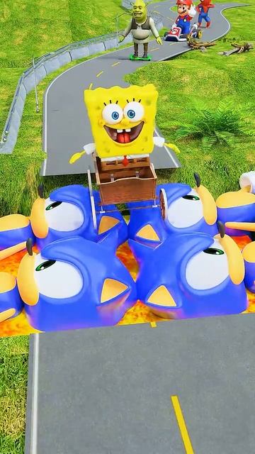 🔵 4 Sonic Make Bridge Jump Over Lava