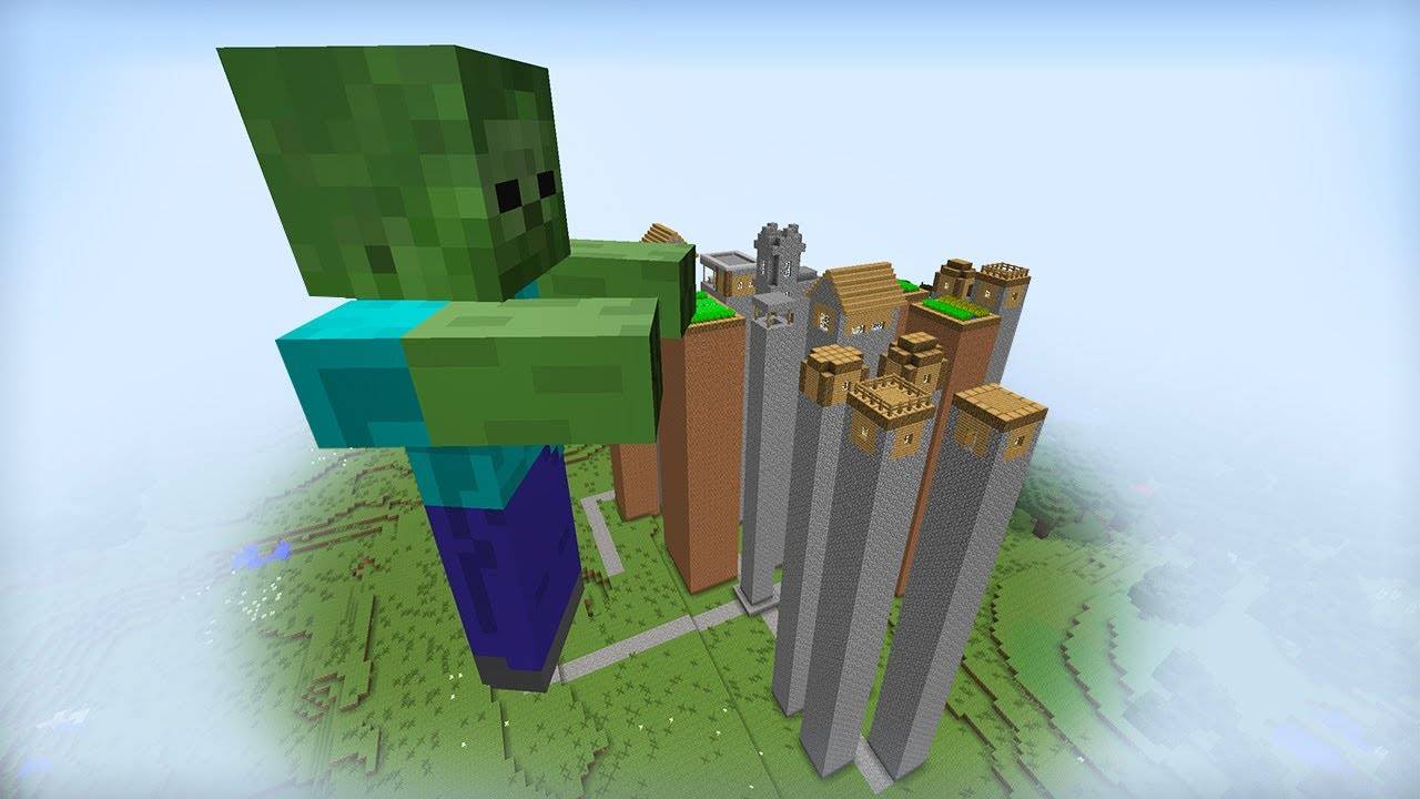 ЗОМБИ ГИГАНТ НАПАЛ НА САМУЮ ВЫСОКУЮ ДЕРЕВНЮ ЖИТЕЛЕЙ В МАЙНКРАФТ  Компот Minecraft